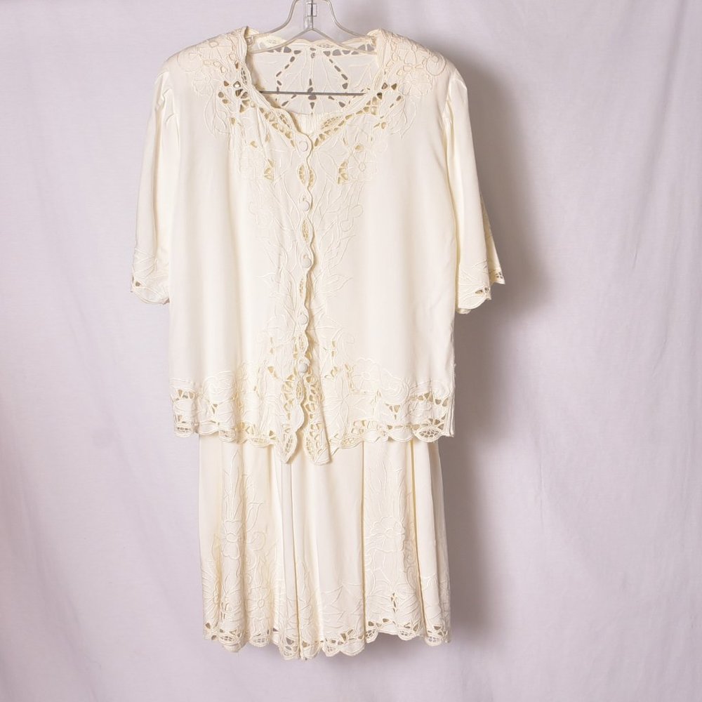 Bali Emerald Women's Skirt & Top Set Cream One Size Vintage